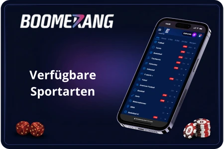 Boomerang Bet Sport Verfügbare Sportarten