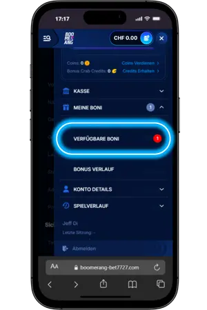 Boomerang Bet Sport Willkommensbonus aktivieren
